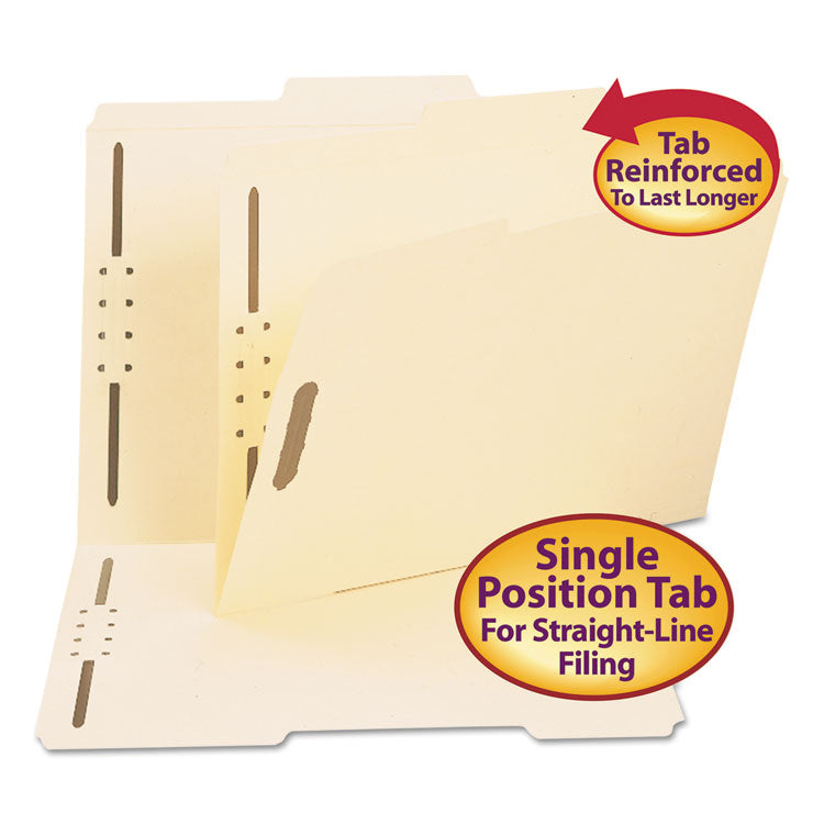 Smead - Top Tab Fastener Folders, Guide-Height 2/5-Cut Tabs: Right of Center, 2 Fasteners, Letter Size, 11-pt Manila Exterior, 50/Box