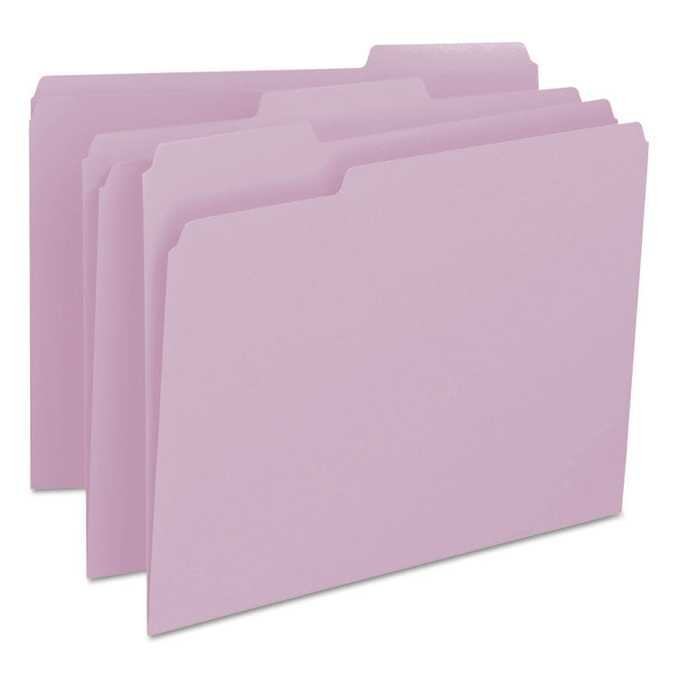 Smead - Colored File Folders, 1/3-Cut Tabs: Assorted, Letter Size, 0.75" Expansion, Lavender, 100/Box