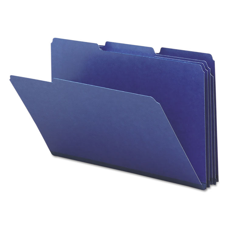 Smead - Expanding Recycled Heavy Pressboard Folders, 1/3-Cut Tabs: Assorted, Legal Size, 1" Expansion, Dark Blue, 25/Box