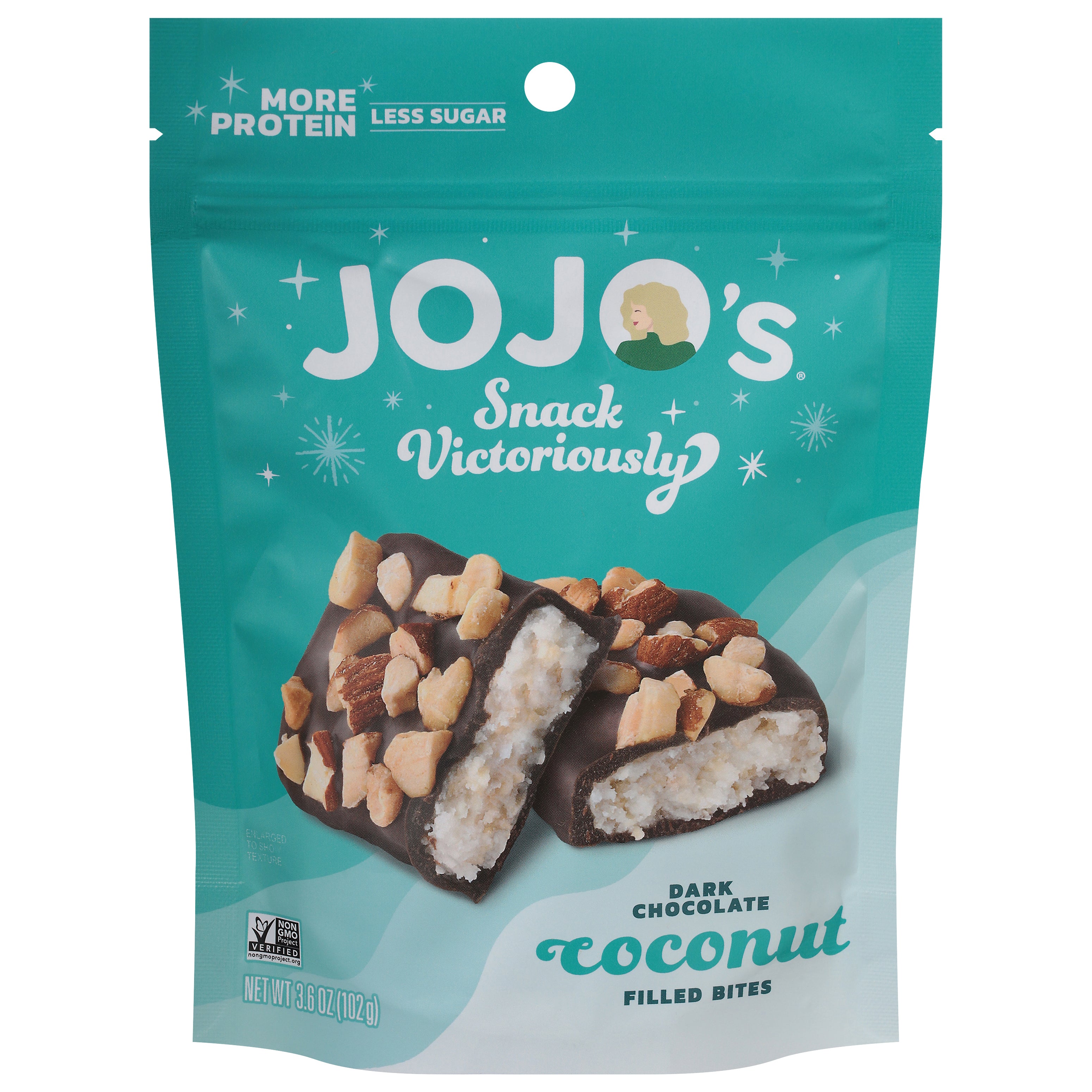 Jojo's Dark Chocolate Coconut Filled Bites 3.6 oz - Case of 6