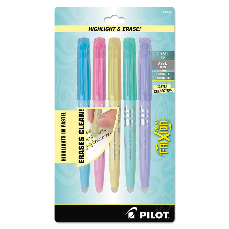 Pilot - FriXion Light Pastel Collection Erasable Highlighters, Assorted Ink Colors, Chisel Tip, Assorted Barrel Colors, 5/Pack