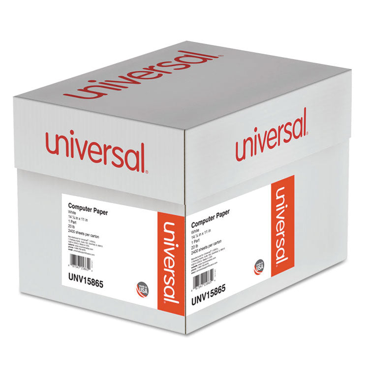 Universal - Printout Paper, 1-Part, 20 lb Bond Weight, 14.88 x 11, White, 2,400/Carton