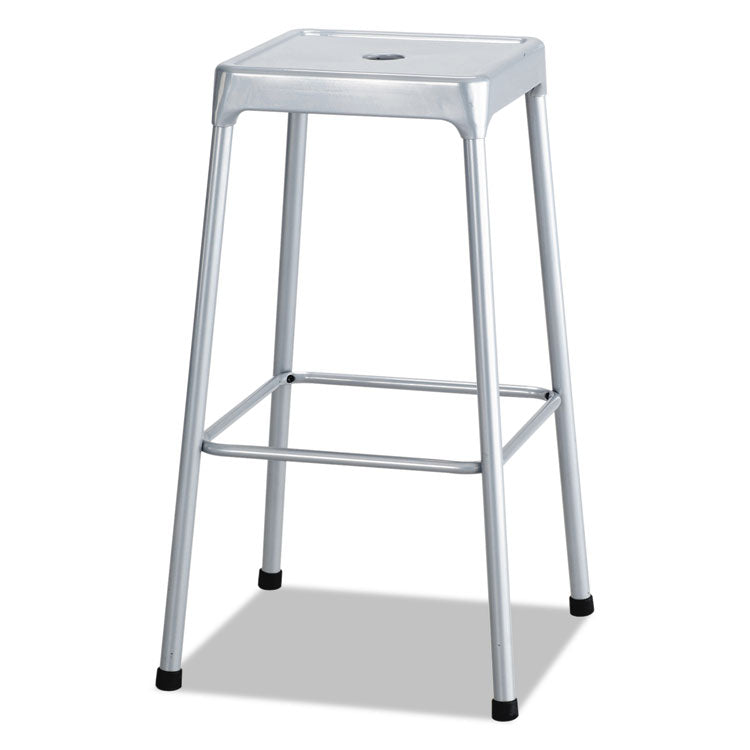 Safco - Bar-Height Steel Stool, Backless, Supports Up to 250 lb, 29" Seat Height, Silver