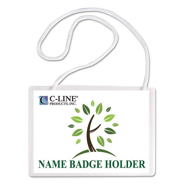 C-Line - Specialty Name Badge Holder Kits, 4 x 3, Horizontal Orientation, White, 50/Box