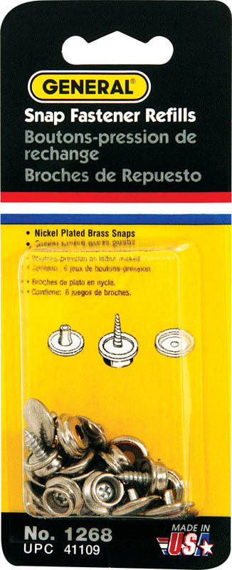 GENERAL - General 3/8 in. D Brass Screw Snap Fastener Refill 6 pk