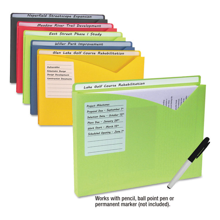 C-Line - Write-On Poly File Jackets, Straight Tab, Letter Size, Assorted Colors, 10/Pack