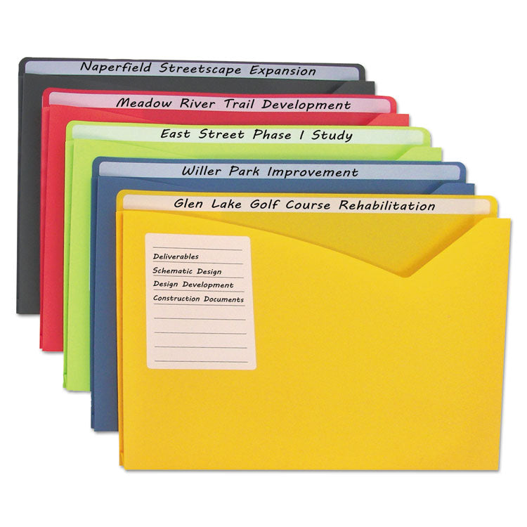 C-Line - Write-On Poly File Jackets, Straight Tab, Letter Size, Assorted Colors, 25/Box