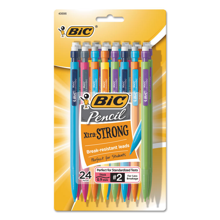 BIC - Xtra-Strong Mechanical Pencil Value Pack, 0.9 mm, HB (#2.5), Black Lead, Assorted Barrel Colors, 24/Pack