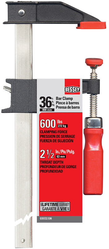 BESSEY - Bessey 36 in. X 2-1/2 in. D Clutch Style Bar Clamp 600 lb