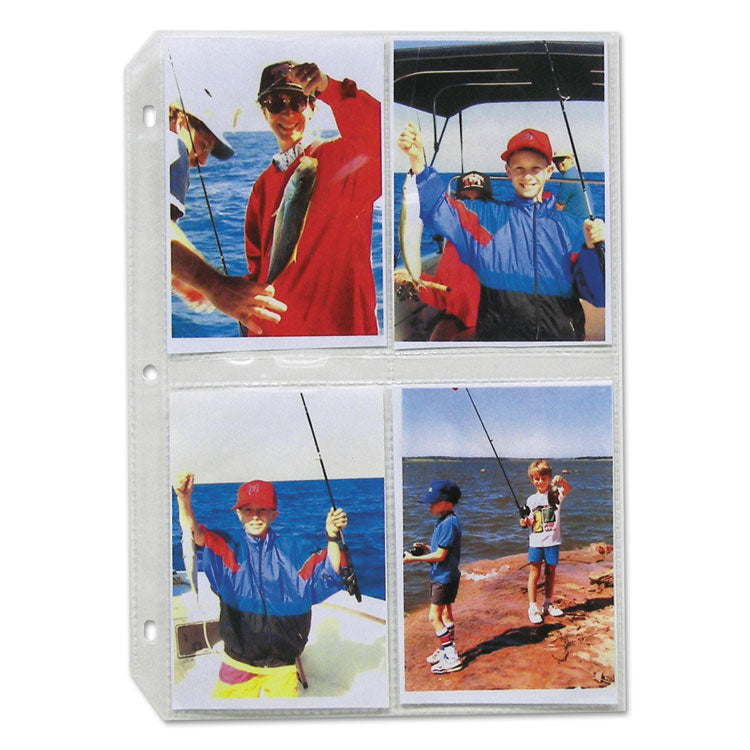 C-Line - Clear Photo Pages for 8, 3-1/2 x 5 Photos, 3-Hole Punched, 11-1/4 x 8-1/8