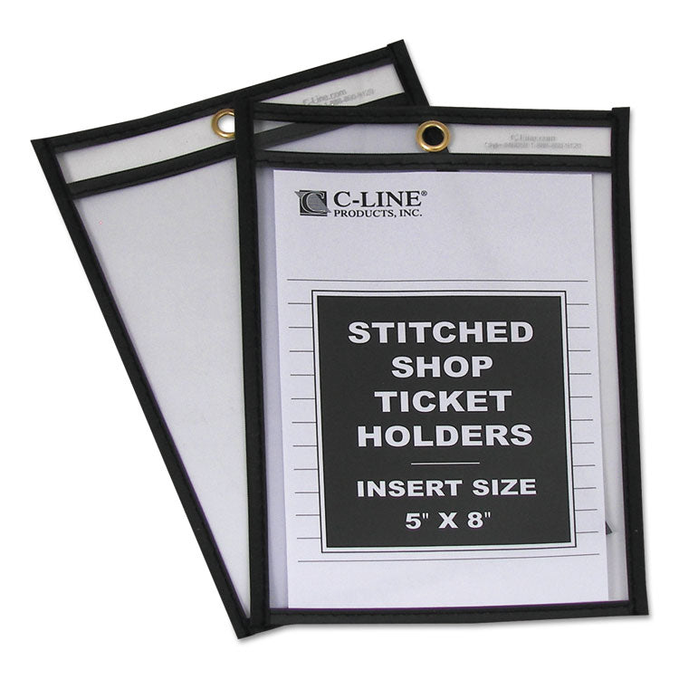 C-Line - Shop Ticket Holders, Stitched, Both Sides Clear, 25 Sheets, 5 x 8, 25/Box