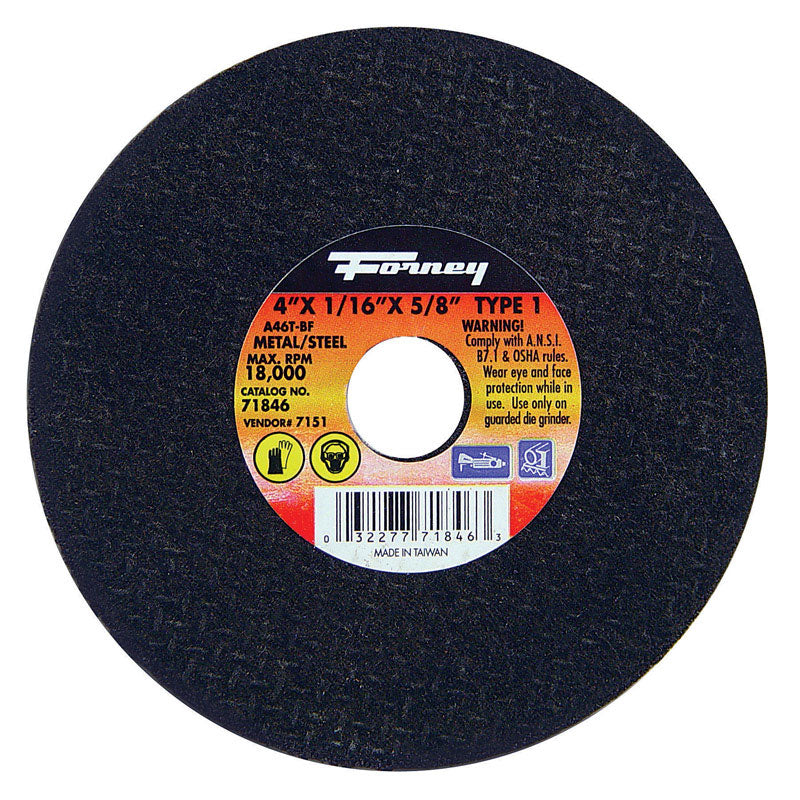 FORNEY - Forney 4 in. D X 5/8 in. Aluminum Oxide Metal Cut-Off Wheel 1 pc [71846]