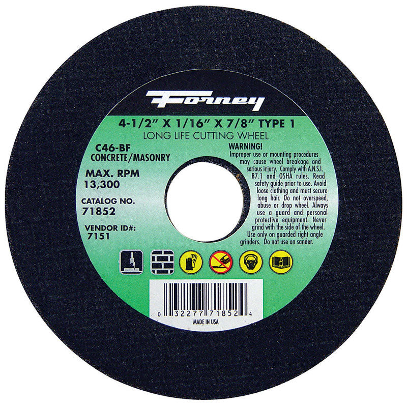 FORNEY - Forney 4-1/2 in. D X 7/8 in. Silicon Carbide Masonry Cutting Wheel 1 pc