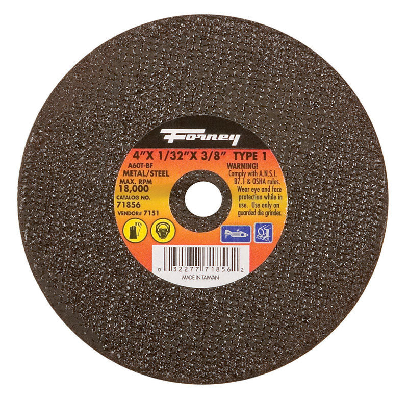 FORNEY - Forney 4 in. D X 3/8 in. Aluminum Oxide Metal Cut-Off Wheel 1 pc [71856]