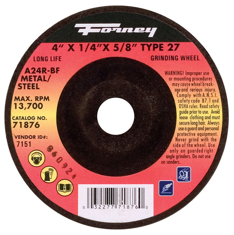 FORNEY - Forney 4 in. D X 5/8 in. in. Metal Grinding Wheel [71876]
