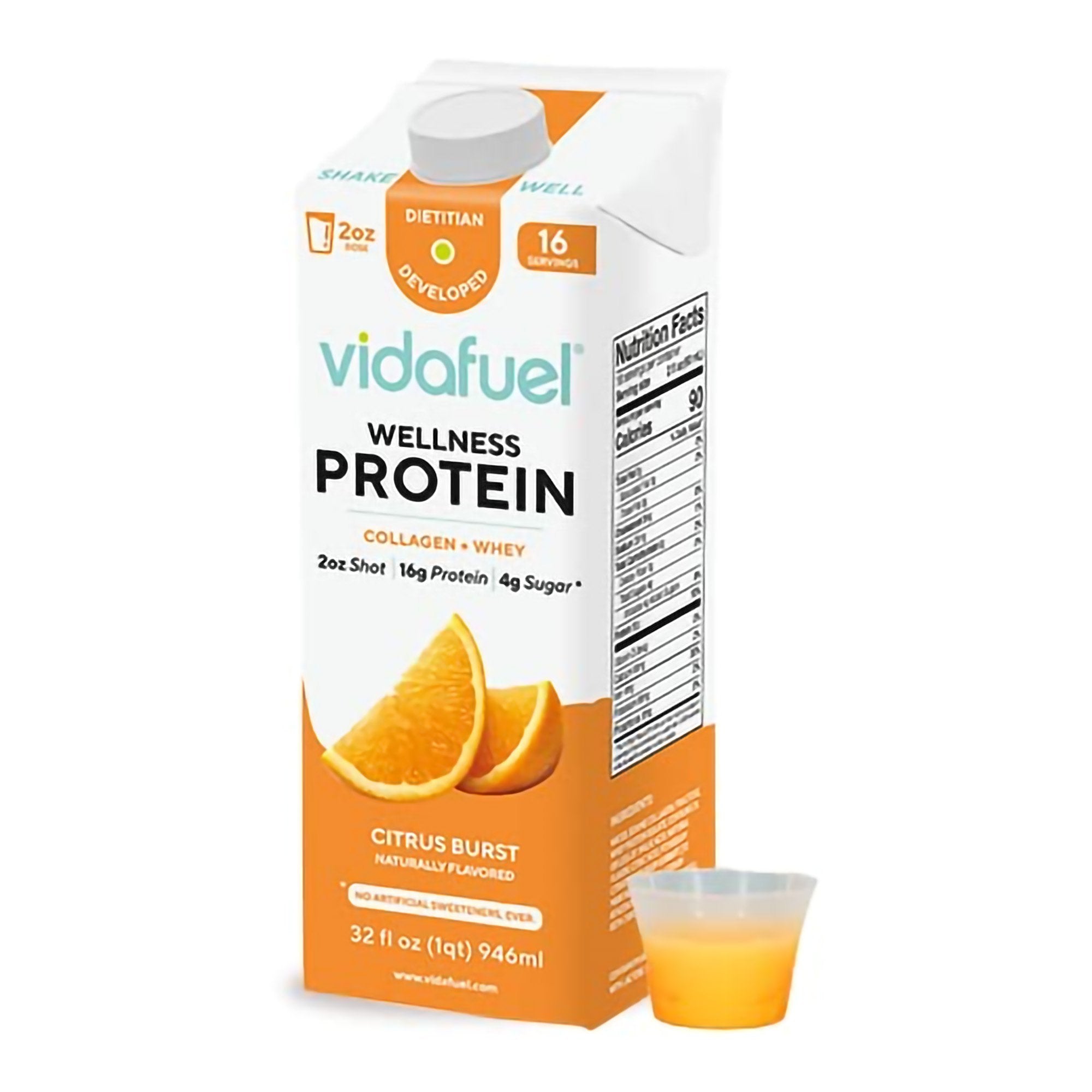 Vidafuel Inc - Oral Supplement Vida Fuel Wellness Protein Citrus Burst Flavor Liquid 32 oz. Reclosable Carton [1/EA]
