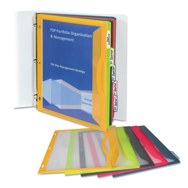 C-Line - Binder Pocket With Write-On Index Tabs, 9.88 x 11.38, Assorted, 5/Set