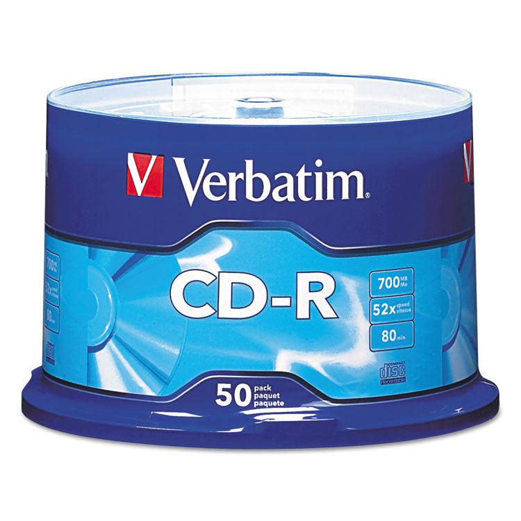 Verbatim - CD-R Recordable Disc, 700 MB/80min, 52x, Spindle, Silver, 50/Pack