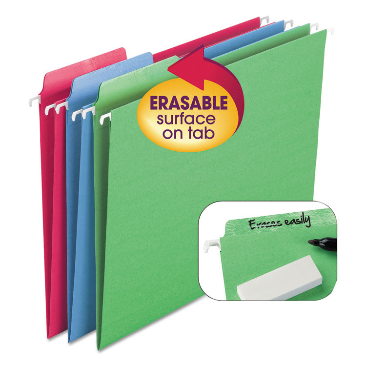 Smead - Erasable Folders, Letter Size, 1/3-Cut Tabs, Assorted Colors, 18/Box