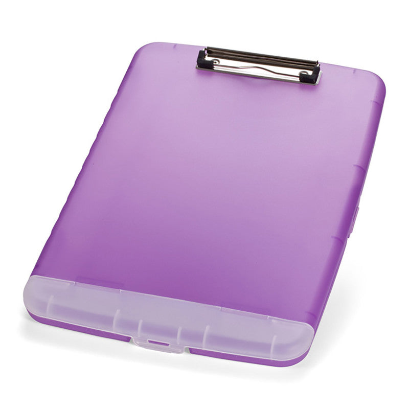 OFFICEMATE - Slim Clipboard with Storage Box, Low Profile Clip & Storage Compartment, Purple