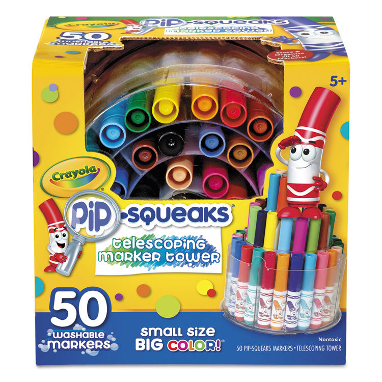 Crayola - Pip-Squeaks Telescoping Marker Tower, Medium Bullet Tip, Assorted Colors, 50/Pack