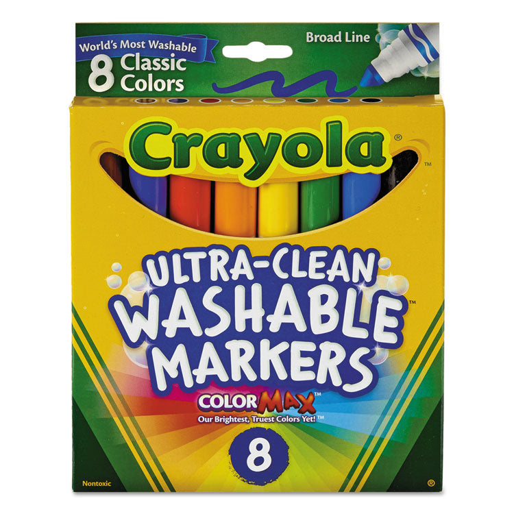 Crayola - Ultra-Clean Washable Markers, Broad Bullet Tip, Assorted Colors, 8/Pack