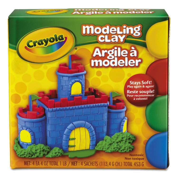 Crayola - Modeling Clay Assortment, 4 oz of Each Color Blue/Green/Red/Yellow, 1 lb