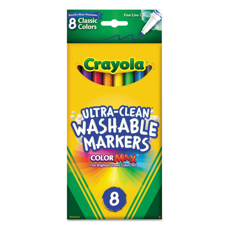 Crayola - Ultra-Clean Washable Markers, Fine Bullet Tip, Assorted Colors, 8/Pack