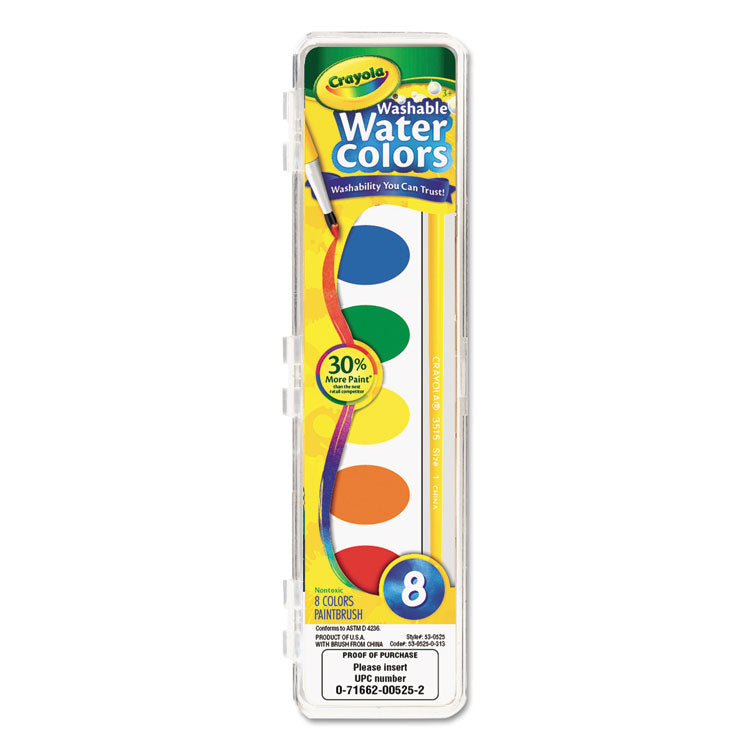 Crayola - Washable Watercolor Paint, 8 Assorted Colors, Palette Tray