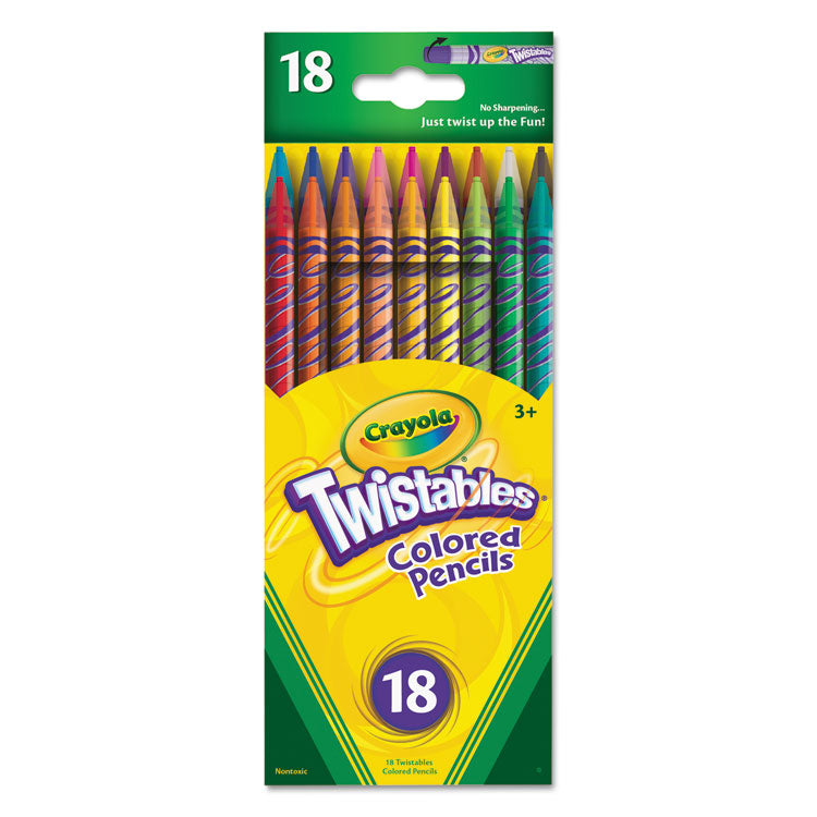 Crayola - Twistables Colored Pencils, 2 mm, 2B (#1), Assorted Lead/Barrel Colors, 18/Pack