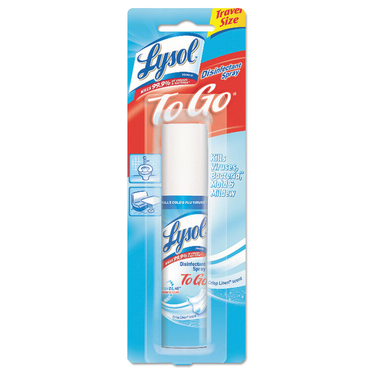 LYSOL Brand - Disinfectant Spray To Go, Crisp Linen, 1 oz Aerosol Spray, 12/Carton