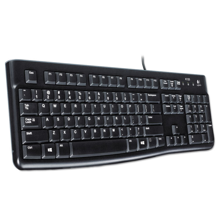 Logitech - K120 Ergonomic Desktop Wired Keyboard, USB, Black