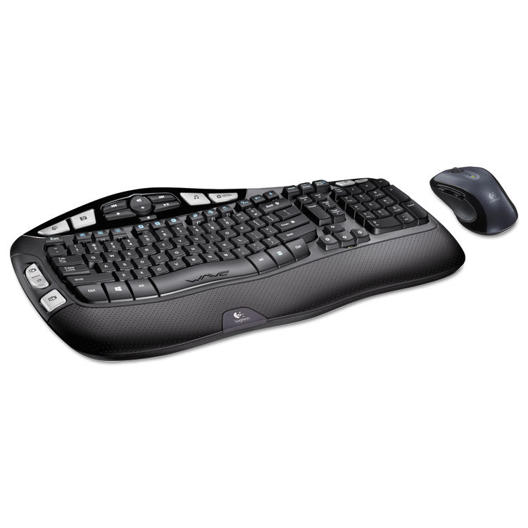 Logitech - MK550 Wireless Wave Keyboard + Mouse Combo, 2.4 GHz Frequency/30 ft Wireless Range, Black