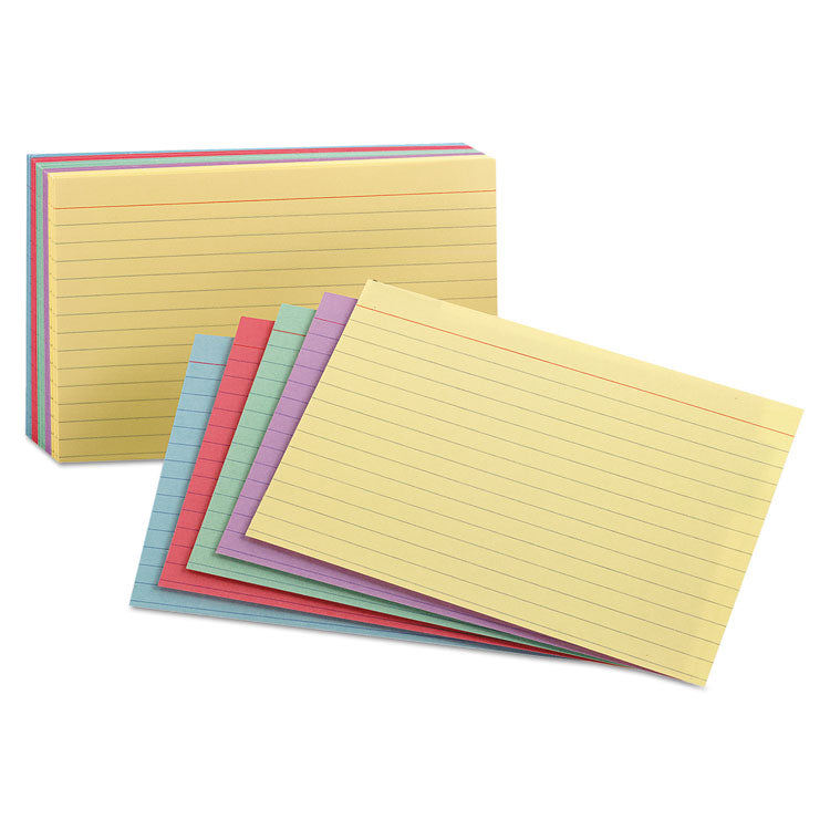 Oxford - Ruled Index Cards, 3 x 5, Blue/Violet/Canary/Green/Cherry, 100/Pack