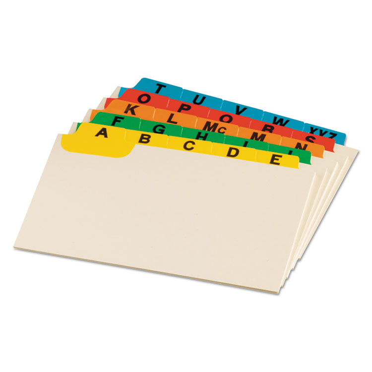 Oxford - Manila Index Card Guides with Laminated Tabs, 1/5-Cut Top Tab, A to Z, 5 x 8, Manila, 25/Set