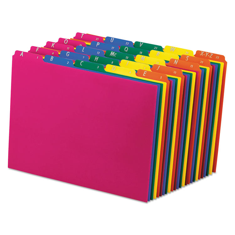 Pendaflex - Poly Top Tab File Guides, 1/5-Cut Top Tab, A to Z, 8.5 x 11, Assorted Colors, 25/Set