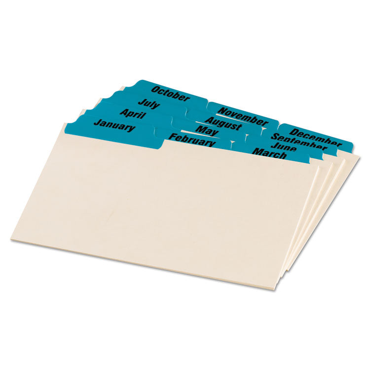 Oxford - Manila Index Card Guides with Laminated Tabs, 1/3-Cut Top Tab, January to December, 4 x 6, Manila, 12/Set