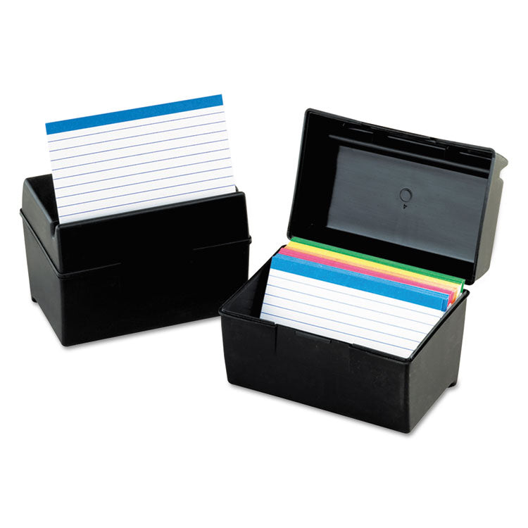 Oxford - Plastic Index Card File, Holds 400 4 x 6 Cards, 6.5 x 4.78 x 5.25, Black