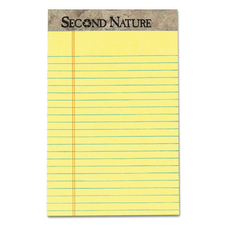 TOPS - Second Nature Recycled Ruled Pads, Narrow Rule, 50 Canary-Yellow 5 x 8 Sheets, Dozen