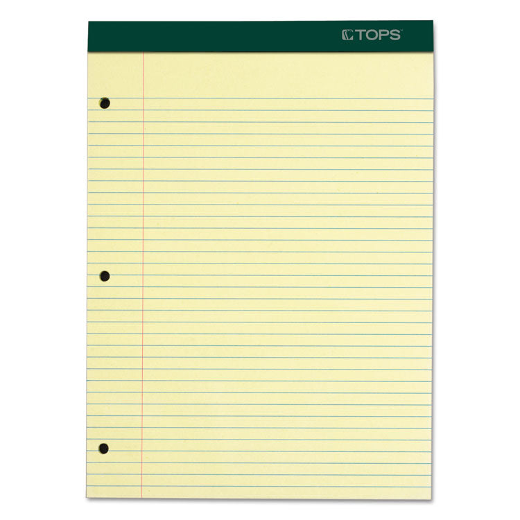 TOPS - Double Docket Ruled Pads with Extra Sturdy Back, Medium/College Rule, 100 Canary-Yellow 8.5 x 11.75 Sheets