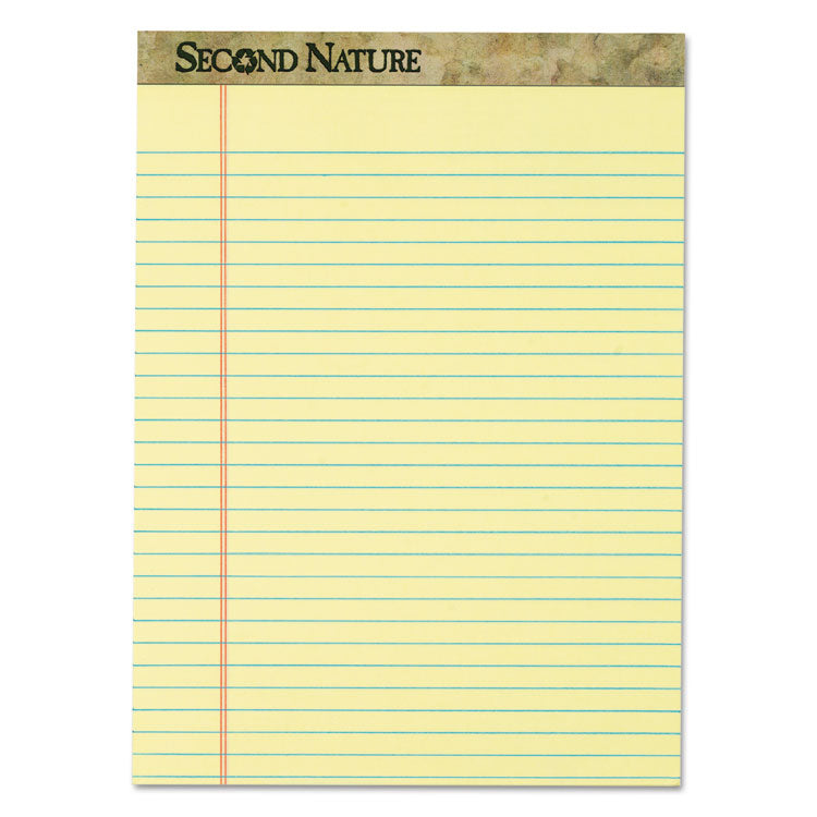 TOPS - Second Nature Recycled Ruled Pads, Wide/Legal Rule, 50 Canary-Yellow 8.5 x 11.75 Sheets, Dozen