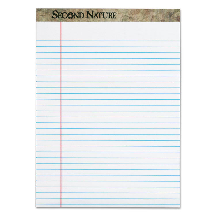 TOPS - Second Nature Recycled Ruled Pads, Wide/Legal Rule, 50 White 8.5 x 11.75 Sheets, Dozen