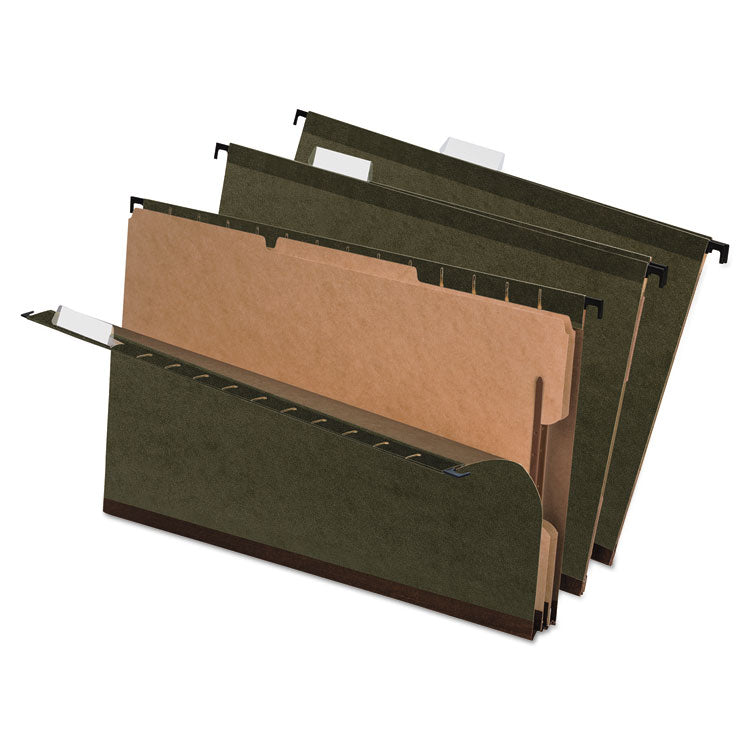 Pendaflex - SureHook Reinforced Hanging Divider Folders, 2 Dividers, Legal Size, Green, 10/Box