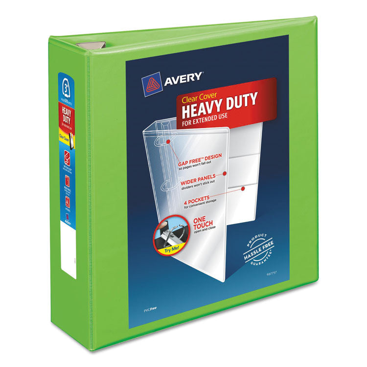 Avery - Heavy-Duty View Binder with DuraHinge and Locking One Touch EZD Rings, 3 Rings, 3" Capacity, 11 x 8.5, Chartreuse