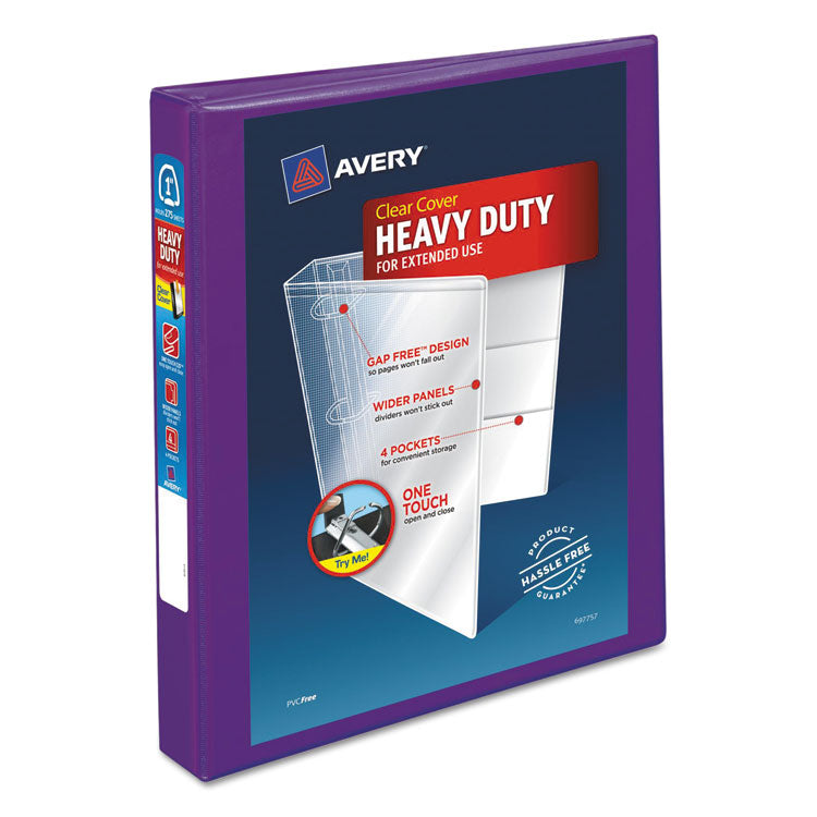 Avery - Heavy-Duty View Binder with DuraHinge and One Touch EZD Rings, 3 Rings, 1" Capacity, 11 x 8.5, Purple