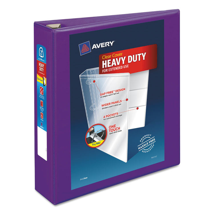 Avery - Heavy-Duty View Binder with DuraHinge and One Touch EZD Rings, 3 Rings, 2" Capacity, 11 x 8.5, Purple