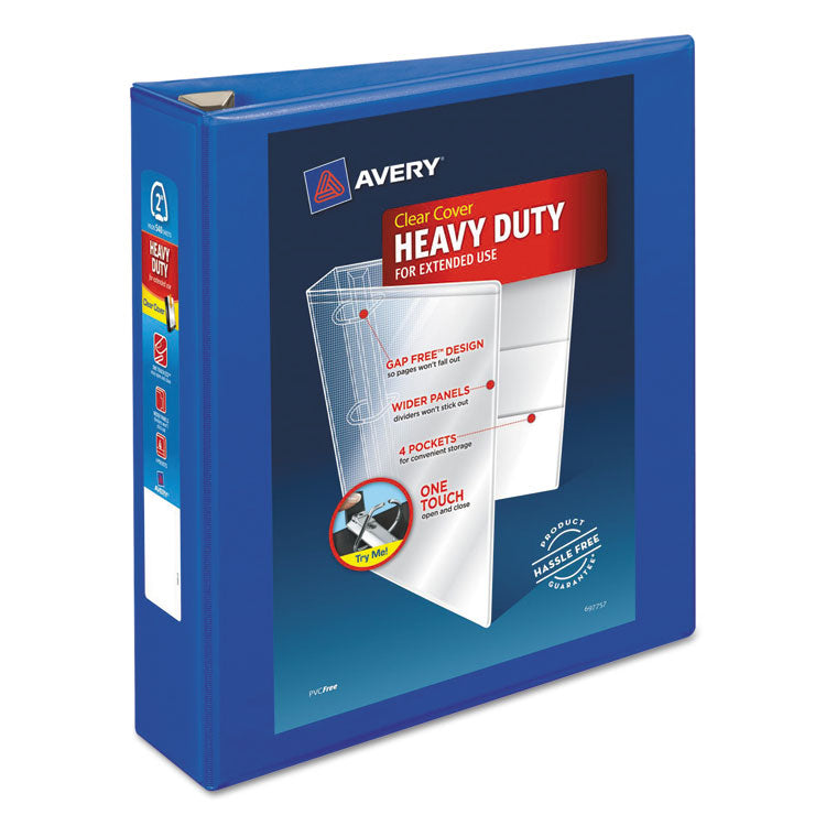 Avery - Heavy-Duty View Binder with DuraHinge and One Touch EZD Rings, 3 Rings, 2" Capacity, 11 x 8.5, Pacific Blue