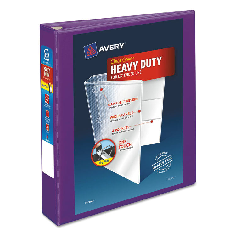 Avery - Heavy-Duty View Binder with DuraHinge and One Touch EZD Rings, 3 Rings, 1.5" Capacity, 11 x 8.5, Purple