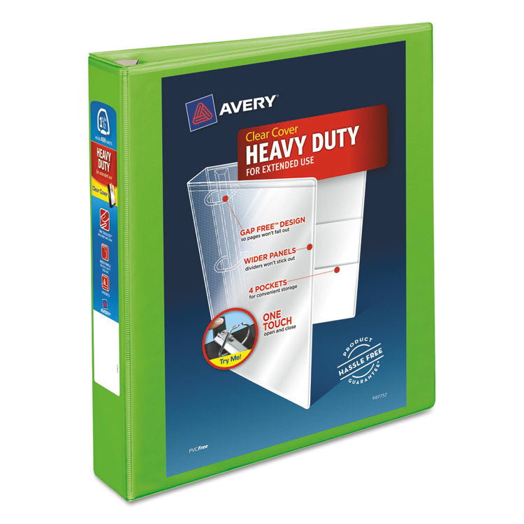 Avery - Heavy-Duty View Binder with DuraHinge and One Touch EZD Rings, 3 Rings, 1.5" Capacity, 11 x 8.5, Chartreuse