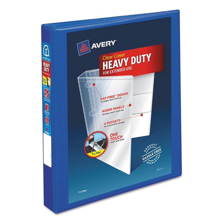 Avery - Heavy-Duty View Binder with DuraHinge and One Touch EZD Rings, 3 Rings, 1" Capacity, 11 x 8.5, Pacific Blue